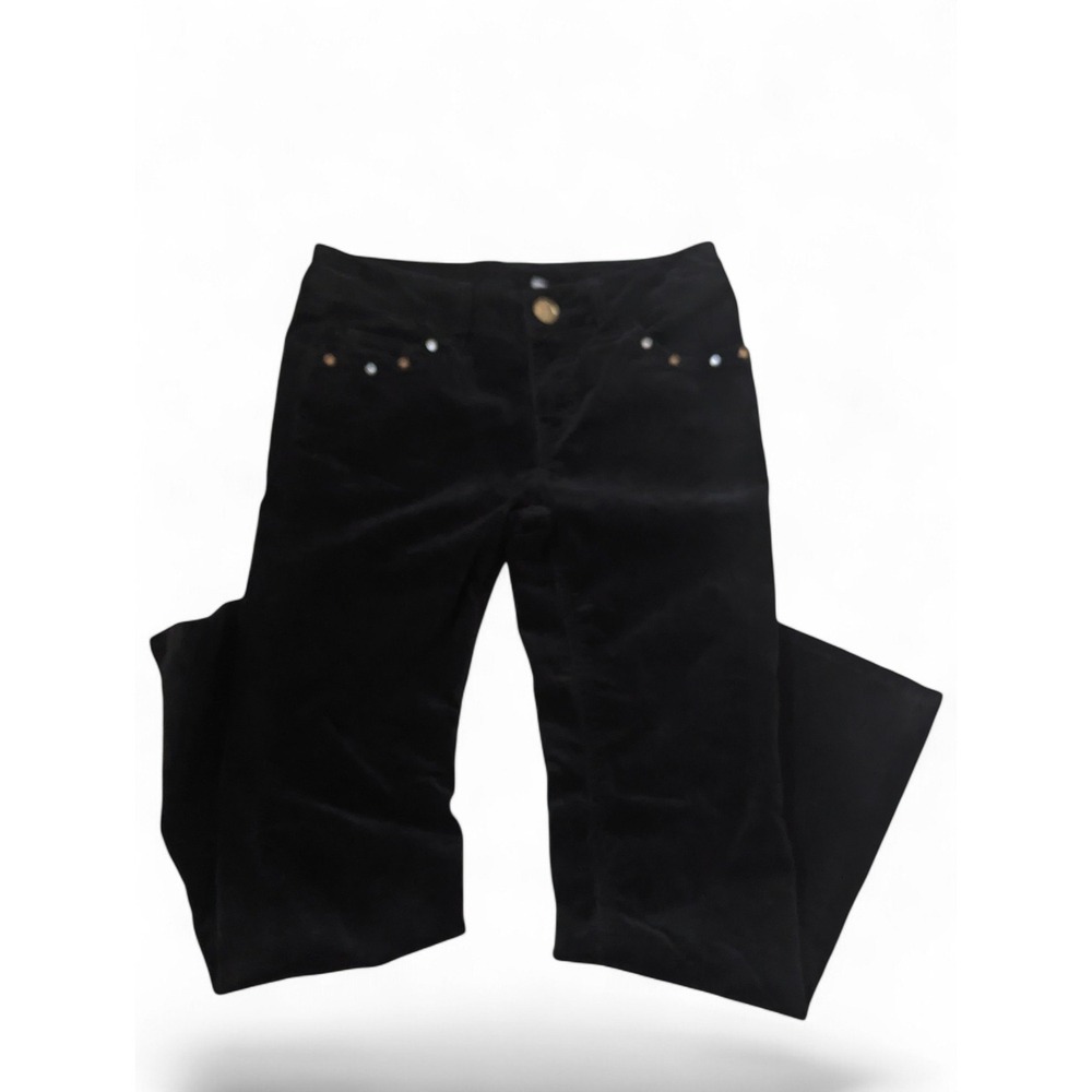 Disney Girls Size 12 Black Corduroy‎ Pants Musical Note Studs Gold Button